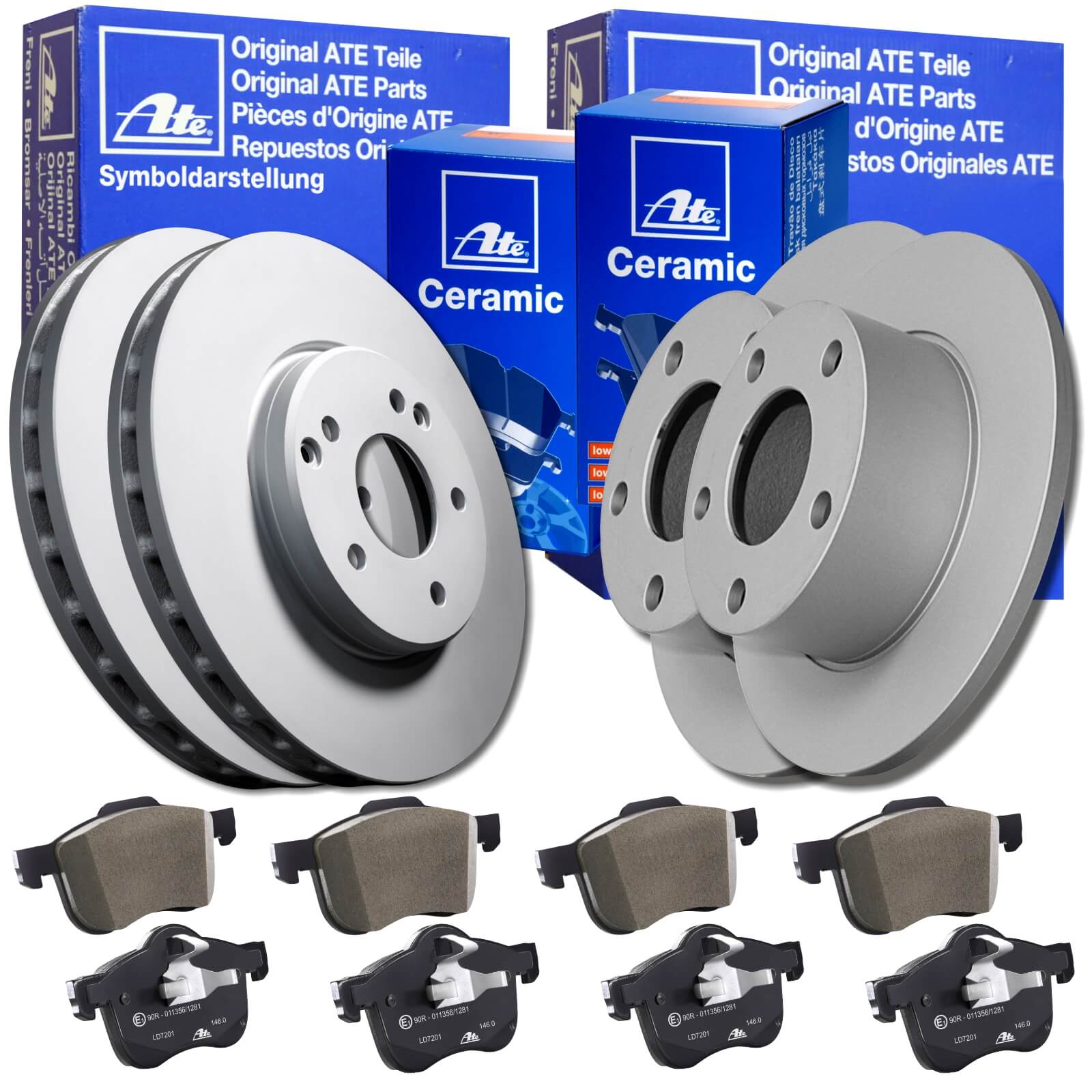 ATE BREMSSCHEIBEN+BREMSBELÄGE SET VORNE+HINTEN OPEL ASTRA H MERIVA B 1.6 Turbo
