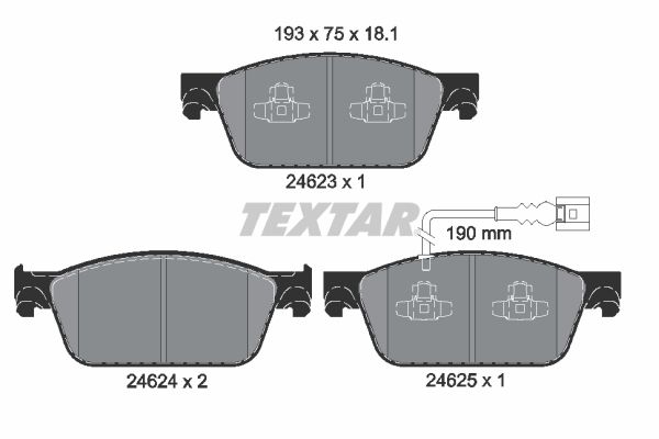 TEXTAR BREMSBELAGSATZ 2462301 VW TRANSPORTER T5 T6 MULTIVAN T6 VORN WK